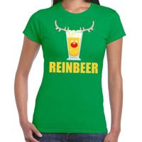 Foute Kersttrui t-shirt - Reinbeer - groen - voor dames - drank thema - korte mouwen