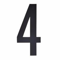 Hobby cijfers stickers - cijfer 4 - zwart - 10 cm - Huisvuil container - brievenbus