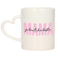Bellatio Decorations Cadeau koffie/thee mok voor mama - roze - hartjes oor - Moederdag   - - thumbnail