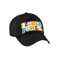 Flower power verkleed pet/cap zwart volwassenen   -