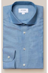 ETON Slim Fit Linnen Overhemd blauw, Effen