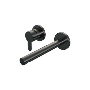 Brauer Gunmetal Edition Wastafelmengkraan inbouw - rechte uitloop rechts - hendel plat smal - model D2 PVD - geborsteld gunmetal 5-GM-083-S4-65