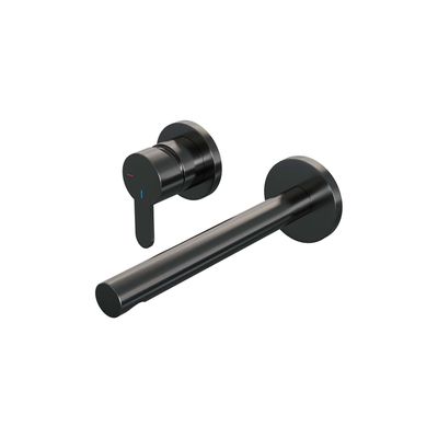 Brauer Gunmetal Edition Wastafelmengkraan inbouw - rechte uitloop rechts - hendel plat smal - model D2 PVD - geborsteld gunmetal 5-GM-083-S4-65