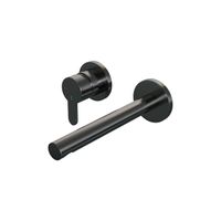 Brauer Gunmetal Edition Wastafelmengkraan inbouw - rechte uitloop rechts - hendel plat smal - model D2 PVD - geborsteld gunmetal 5-GM-083-S4-65