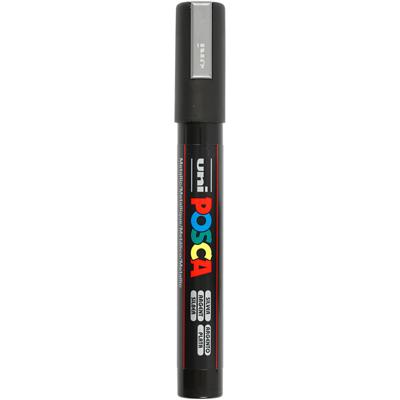 Uni-Posca Posca marker, afm pc-5m, lijndikte 2,5 mm, medium, zilver, 1 stuk