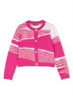 Missoni Kids cardigan en maille intarsia à design bicolore - Rose - thumbnail