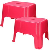 Keukenkrukje/opstapje - 2x - Handy Step - fuchsia roze - kunststof - 40 x 30 x 28 cm Keukenkrukje/opstapje - 2x - Handy Step - fuchsia roze - kunststof - 40 x 30 x 28 cm