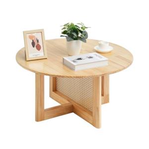 VEVOR Rotan salontafel ronde houten salontafel enkele laag woonkamer 85x85x42cm