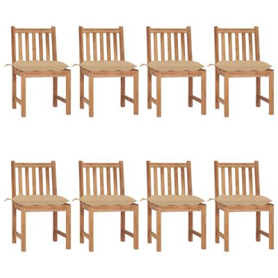 Tuinstoelen 8 st met kussens massief teakhout