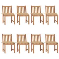 Tuinstoelen 8 st met kussens massief teakhout