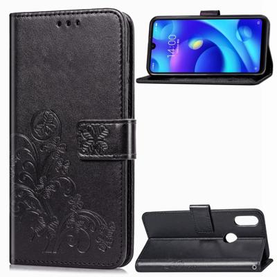 Lucky Clover bloemen patroon leergeval aangedrongen Xiaomi spelen met houder & kaartsleuven & portemonnee & Hand Strap (zwart)
