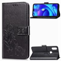 Lucky Clover bloemen patroon leergeval aangedrongen Xiaomi spelen met houder & kaartsleuven & portemonnee & Hand Strap (zwart)