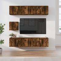 7-delige Tv-meubelset bewerkt hout gerookt eikenkleurig
