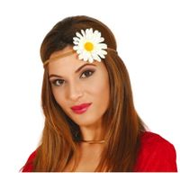 Verkleed haarband met bloem - wit - meisjes/dames - Hippie/flower Power