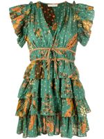 Ulla Johnson robe courte Marni volantée à fleurs - Vert - thumbnail