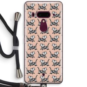 Zwarte poes: HTC U12+ Transparant Hoesje met koord