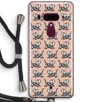 Zwarte poes: HTC U12+ Transparant Hoesje met koord