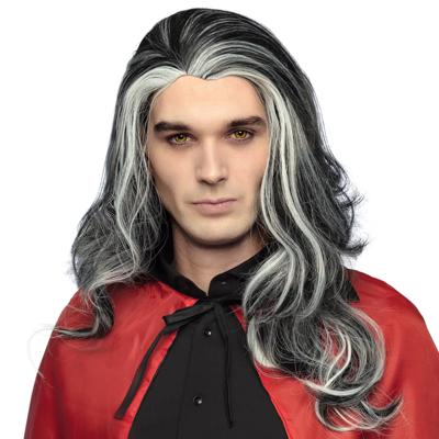 Boland Vampier pruik - grijs - lang haar - heren - halloween - horror thema - dracula