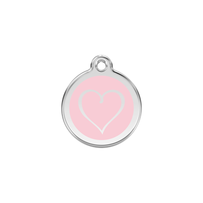 Tribal Heart Pink roestvrijstalen hondenpenning small/klein dia. 2 cm - Reddingo