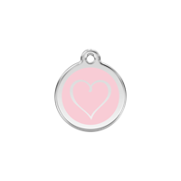 Tribal Heart Pink roestvrijstalen hondenpenning small/klein dia. 2 cm - Reddingo