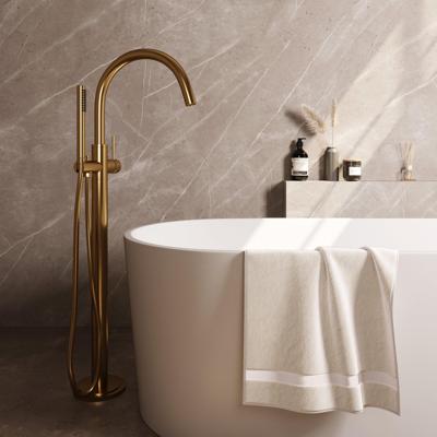 BRAUER Stripe Vrijstaande Badmengkraan - SET 01 - staaf handdouche - doucheslang - goud geborsteld PVD 5-GG-337