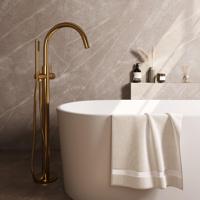 BRAUER Stripe Vrijstaande Badmengkraan - SET 01 - staaf handdouche - doucheslang - goud geborsteld PVD 5-GG-337