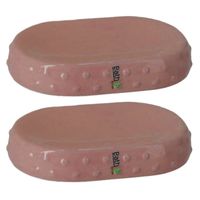 Set van 2x stuks zeephouders/zeepbakjes roze keramiek 15 cm - Zeephouders