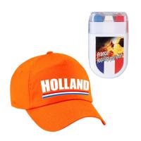 Koningsdag en supporters feest petje - oranje - Holland - Met vlag schminkstift