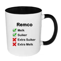 Mok met naam Checklist (zwart)