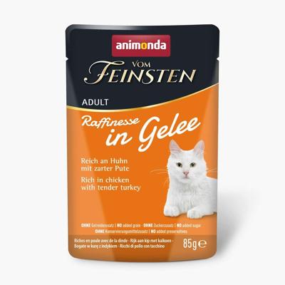 ANIMONDA Vom Feinsten Adult Raffinesse in Gelei rijk aan Kip met Kalkoen - natvoer voor katten - 85g