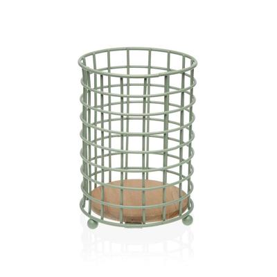 Bestekorganizer Versa Groen Hout Rubberwood Staal Ijzer 12,5 x 17,5 x 12,5 cm