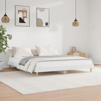 Bedframe bewerkt hout wit 140x200 cm