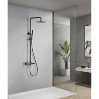 Wiesbaden Ribbd Thermostatische Regendoucheset - Opbouw - Mat Zwart