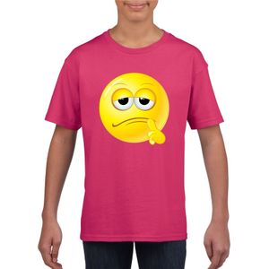 Emoticon t-shirt bedenkelijk roze kinderen