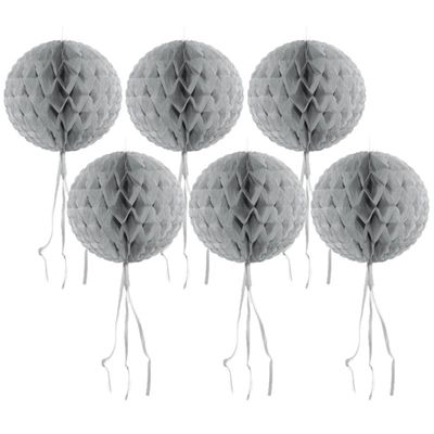 8x stuks decoratie honeycomb bol zilver 30 cm van papier