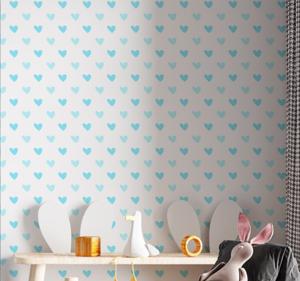 Behang kinderkamer Blauwe harten