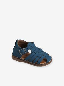 Leren sandalen baby met dichte voorkant marokkaans blauw