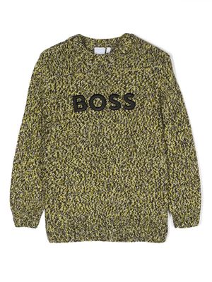 BOSS Kidswear pull en maille à logo brodé - Marron