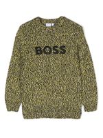 BOSS Kidswear pull en maille à logo brodé - Marron
