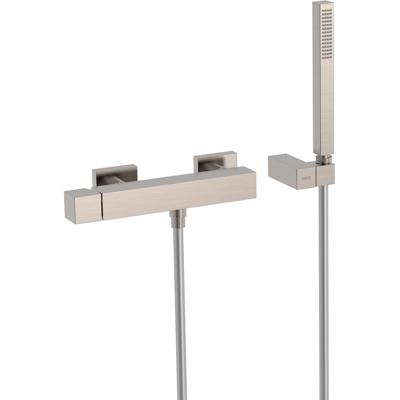 Douchekraan Tres Cuadro | Opbouw | Mengkraan | 1-weg | hoh 15 cm | 1-knop | Vierkant | Rvs look