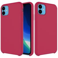 Effen kleur Liquid silicone schokbestendig geval voor iPhone 11 (Rose Red)