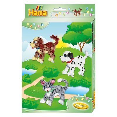 Hama strijkkralenset honden en kat, 2000st.