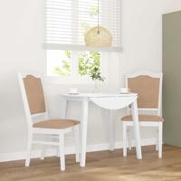 Eetkamerstoelen met kussens 2 stuks wit massief hout rubber Eetkamerstoelen met kussens 2 stuks wit massief hout rubber