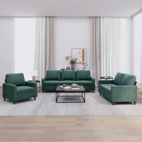 3-delige Loungeset met kussens fluweel donkergroen
