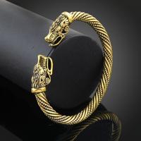 Mannenarmband manchet Wolf hoofd Viking armband sieraden mode-accessoires (antieke vergulde)
