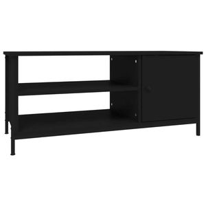 The Living Store Tv-meubel - - - 100 x 40 x 45 cm - Zwart - Bewerkt hout