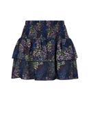 NoNo winter rok meisjes - navy blauw - Nika - smocked, laagjes, denim bloem