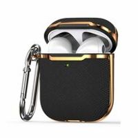 AirPods 1/2 hoesje - Hardcase - Plated series - Zwart + Goud - thumbnail