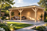 Overkapping Emmen 550x300 cm Douglas blank met douglas rabat wanden (Incl. EPDM)- - - Van Kooten