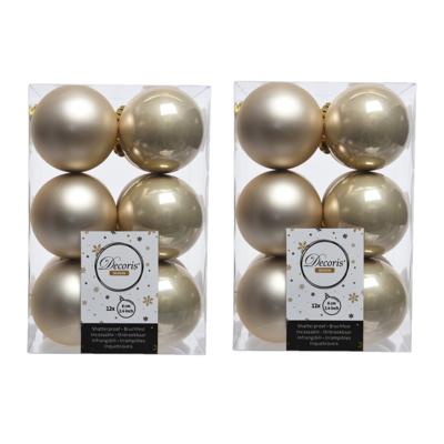 Kerstballen - 72x - licht parel/champagne -?6 cm - kunststof - mat/glans